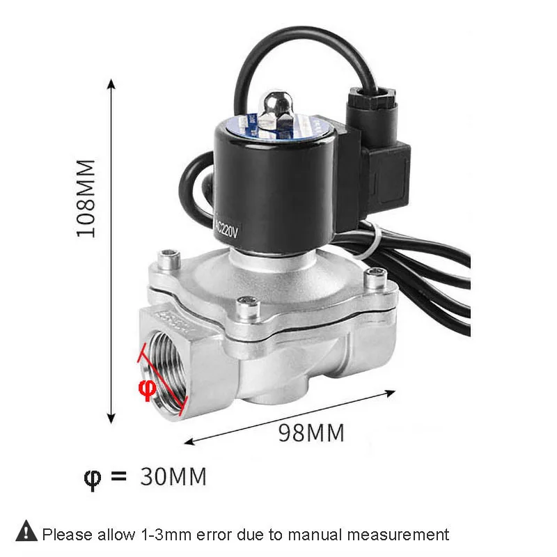 Imagem -02 - Fonte Válvula Solenóide Normalmente Fechado à Prova Dágua Válvulas Solenóides para Underwater 220v 110v 24v 12v 24v Aço Inoxidável