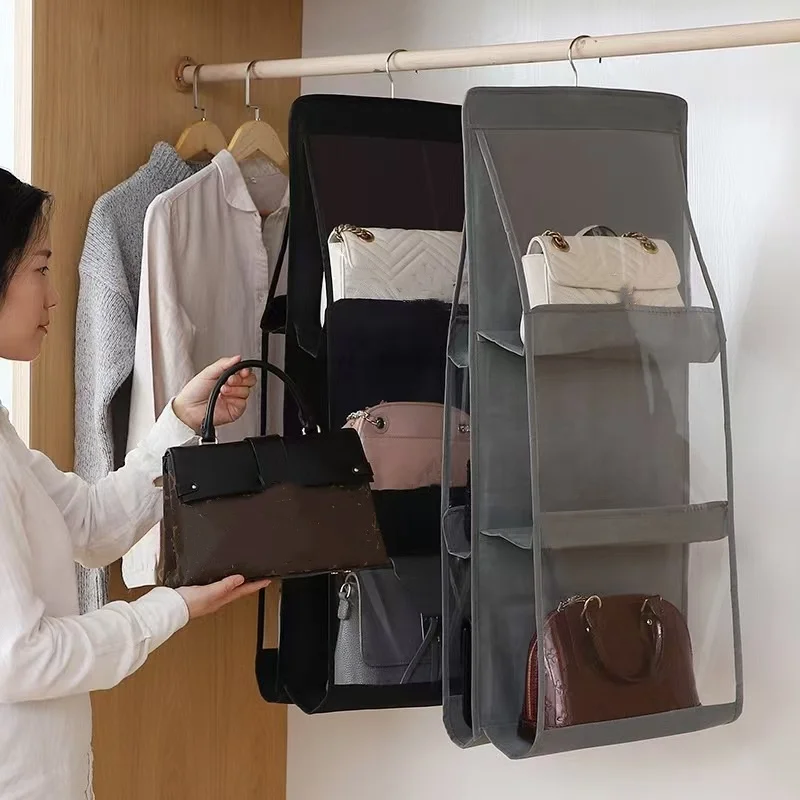 1pc/2pcs Bag Storage Hanging Bag, Multi-Functional Layered Storage Organizer for Behind Wardrobe Doors