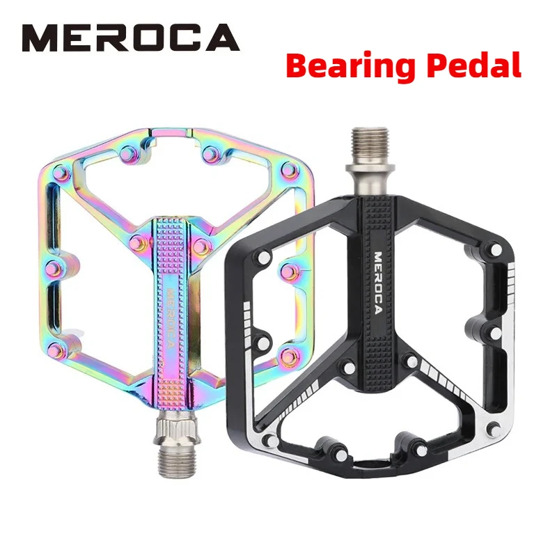 MEROCA Ultralight Sealed Bearing Pedal Non-slip Al Alloy Multi Specification Plating/Black Use for MTB BMX Road Bike about 410g