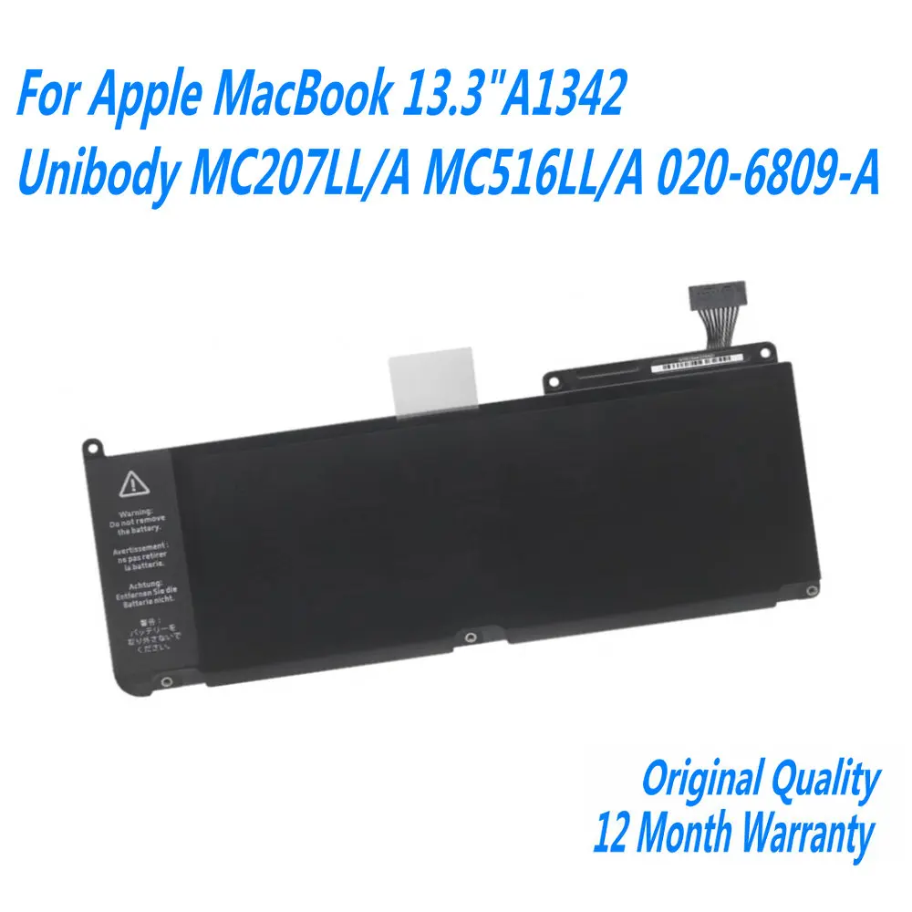 

NEW A1331 Laptop Battery For Apple MacBook 13.3"A1342 Unibody MC207LL/A MC516LL/A 020-6809-A 10.95V 63.5WH