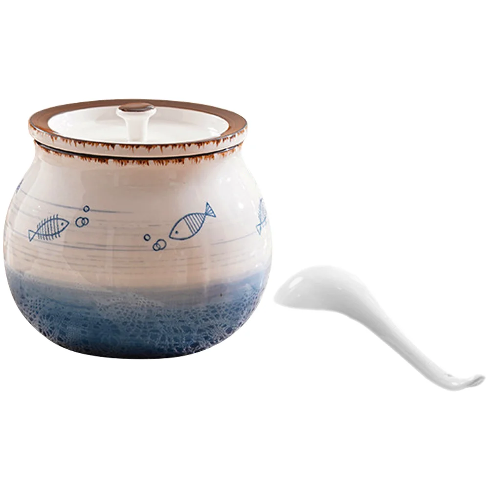 

Ceramic Pig Lard Jar Large Capacity Bright Color Storage Container for Salt Sugar Condiments Coffee for Home Restaurant