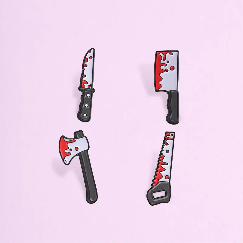 Gothic Sword Badge Pin Collection Macabre Axe Saw Knife Halloween Alloy Brooches Lapel Backpack Jewelry Gifts For Cosplayers