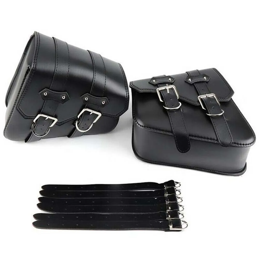 Black PU Leather Solo Saddle Luggage Bag with Mounting Straps Motorcycle Saddlebag For Harley Davidson Sportster XL883 XL1200
