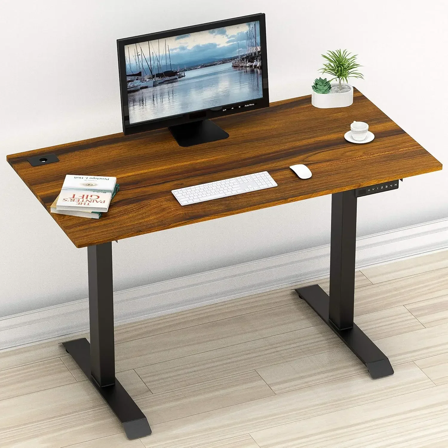 Memory Preset Electric Height Adjustable Standing Desk, 48 x 24 Inches, Walnut