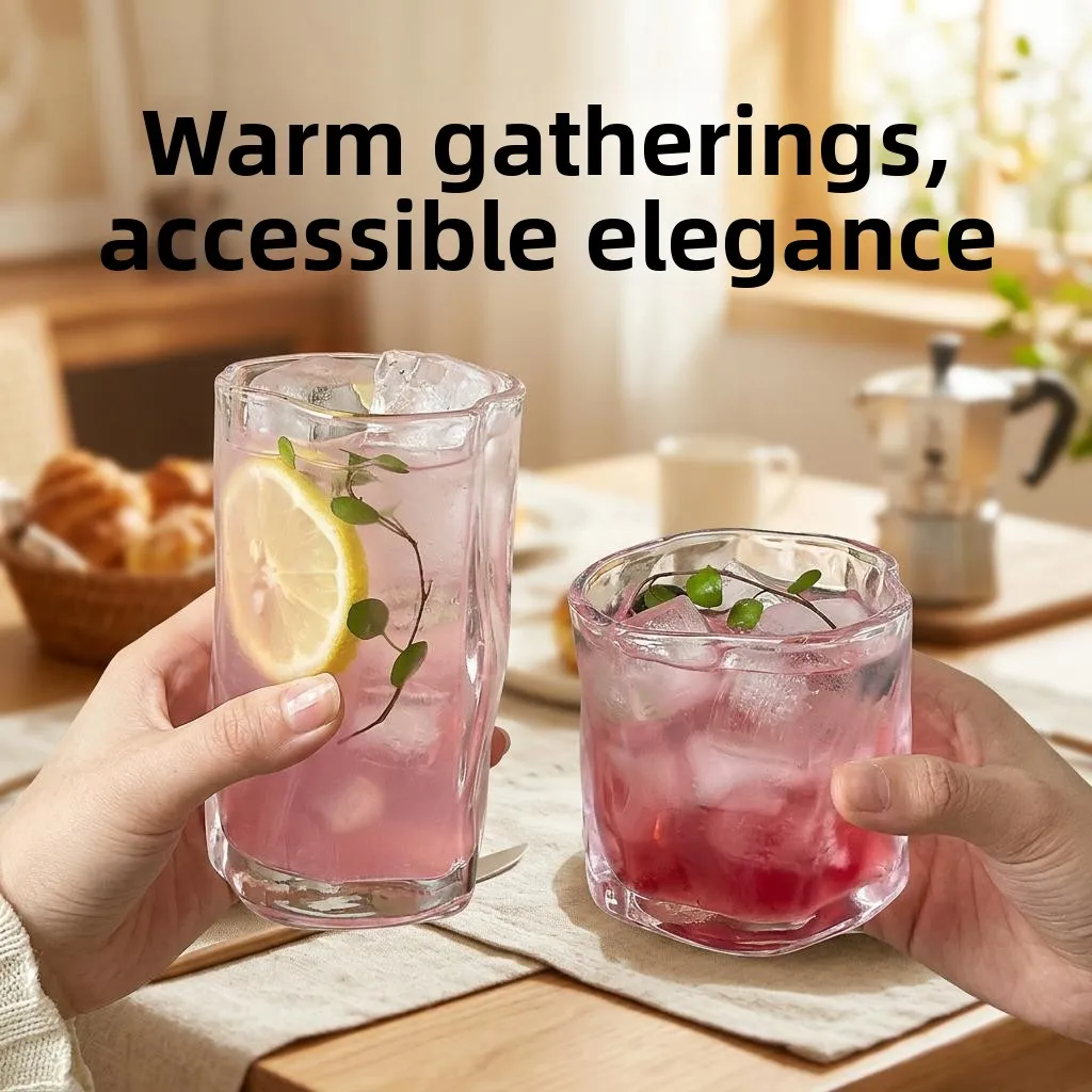 

Premium Feel Irregular Glass Cup 2026 New Style Women's Home Use INS Coffee Drink Cup Antibacterial Single Layer round Shape