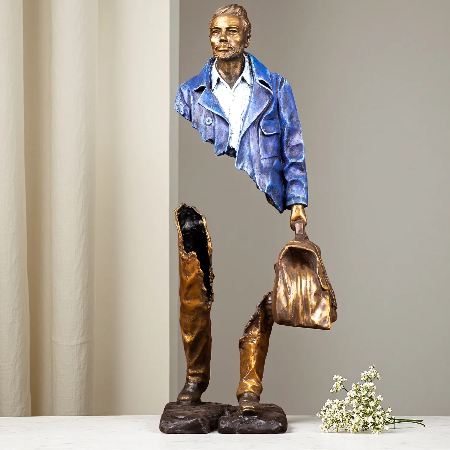 60cm Large Traveler Statue Abstract Bronze Traveler Sculpture Bronze Casting Handcrafts For Home Decoration Famous Collections