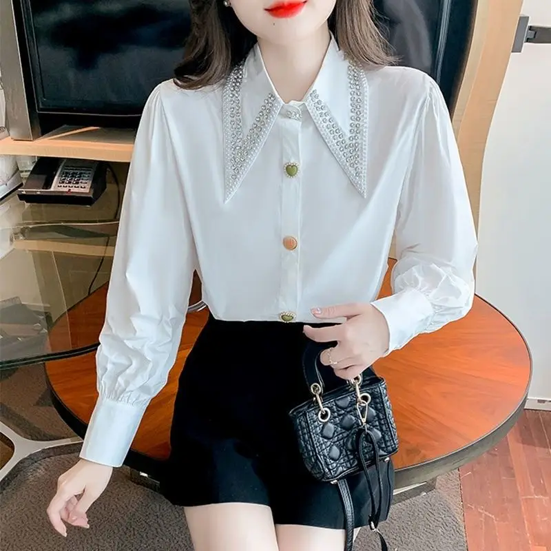 Small Niche Long Sleeved 2024 Spring and Autumn Loose Light Mature Hong Kong Style Temperament Retro Hong Kong Style Shirt