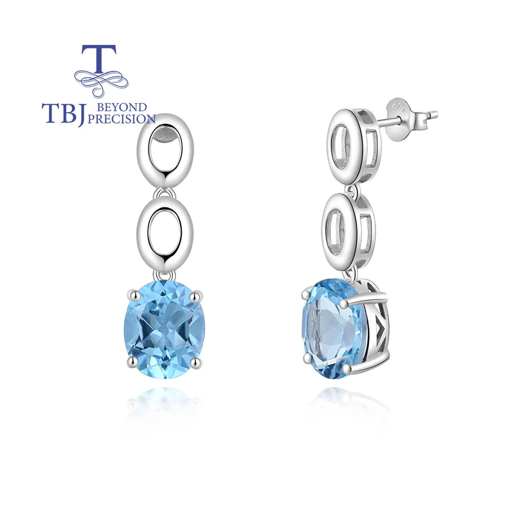 Delicate Light luxury November Birthstone Natural sky topaz earrings fashion S925 silver fine jewelry gifts for ladies and girls