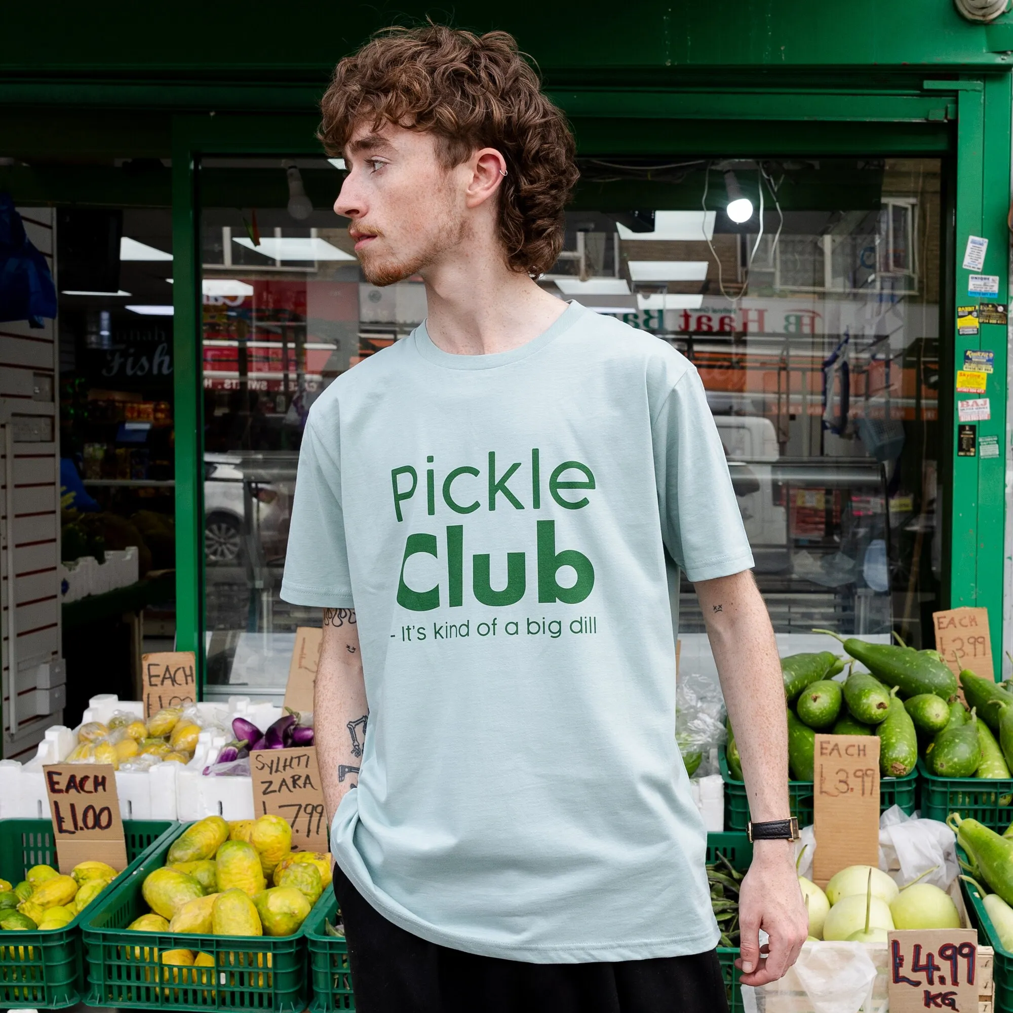 Pickle Club Unisex Slogan T-Shirt in Green