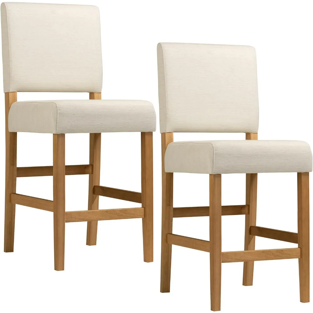 Design House Brax Counter Height Stool with Upholstered Back and Wood Base – Set