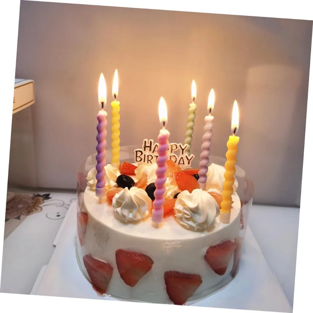 12 Stück, Geburtstagskerzen, Foto-Requisiten für Geburtstagsfeiern in Bonbonfarben, Regenbogen-Kuchendekorationen, Kuchenkerzen zum Jahrestag – Detail 3