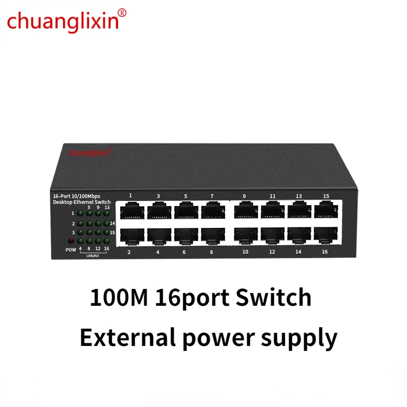 16 Port 100Mbps Network Switch Ethernet Smart Switcher High Performance RJ45 Hub Internet Splitter