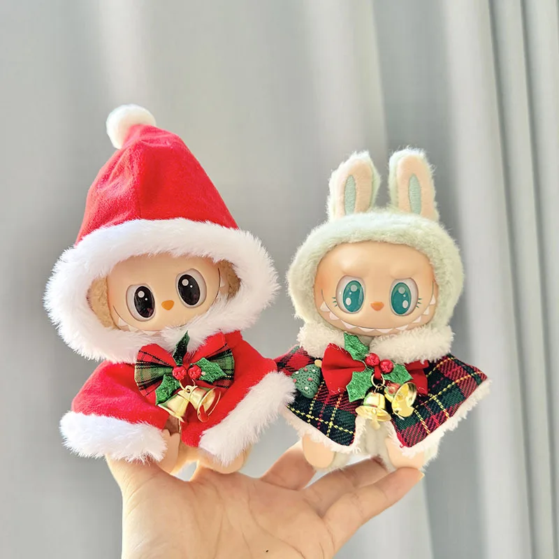 

17cm Labubu I II Idol Dolls Clothes Bell Shawl Outfit Christmas Cape Accessories Korea Kpop Exo Clothing Plush Doll'S Clothes