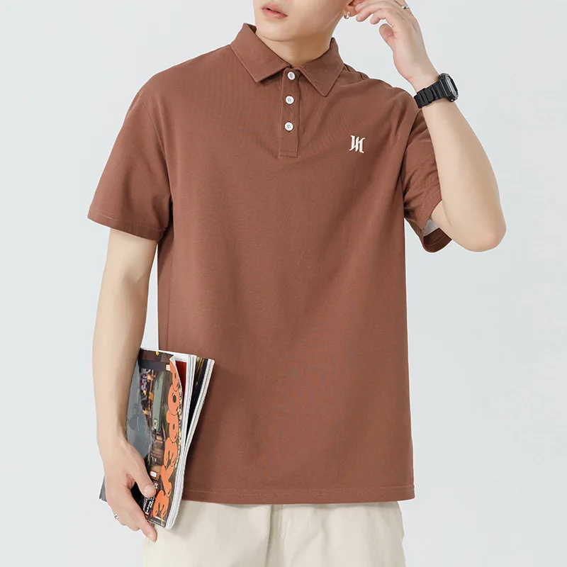 

Men's Summer Lapel Short Sleeve Embroidered Polo Shirt Outdoor Sports Tops Fashion Loose Business Casual Half Sleeve T-shirt