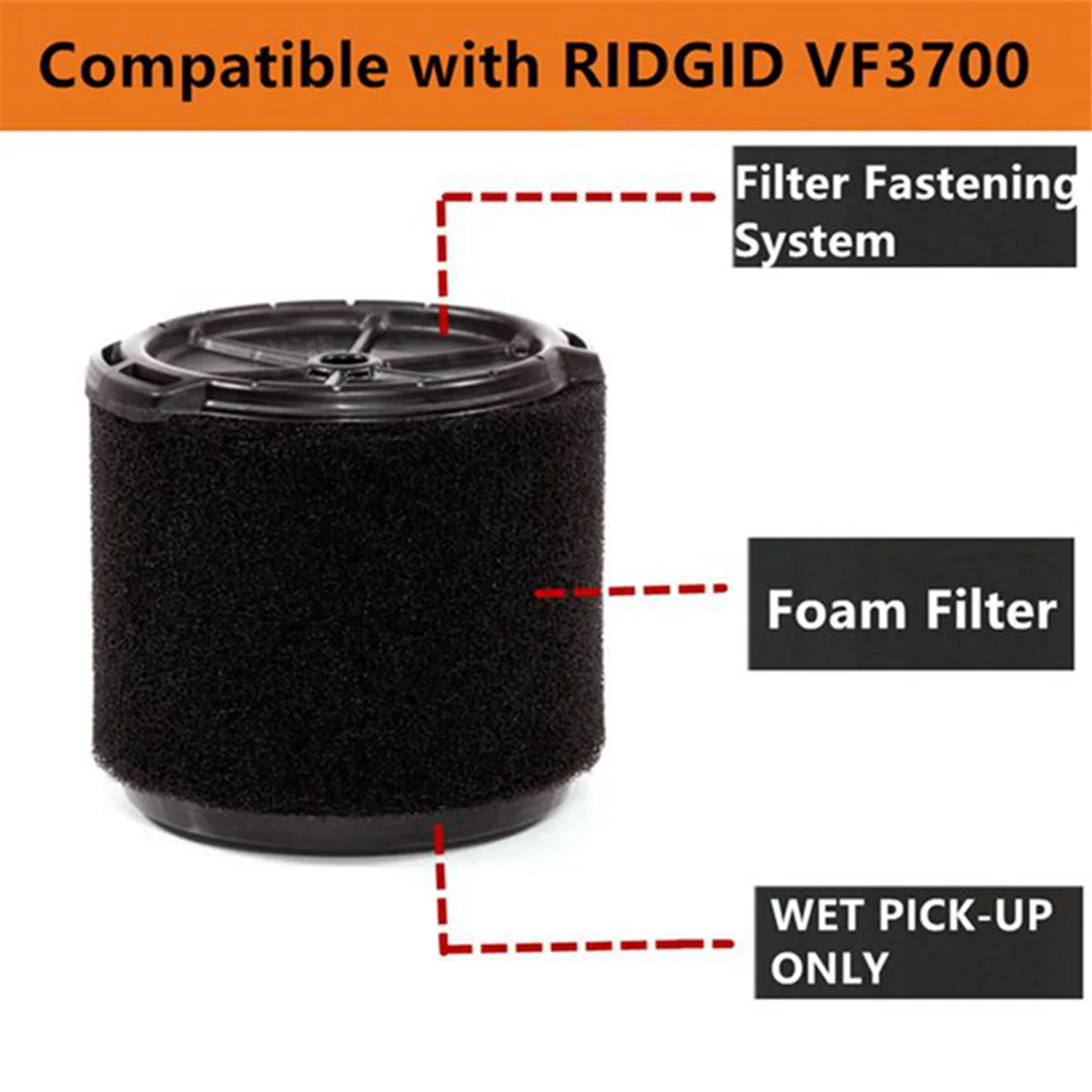 VF3700 Replacement Cartridge Filter Wet Application Only, VF3700 Wet Filter Replacement for RIDGID 3 to 4.5 Gallon