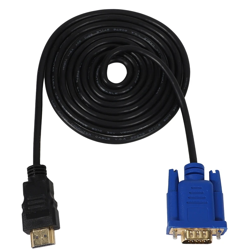 HDTV HDMI Gold Male To VGA HD-15 Male 15Pin Adapter Cable 6FT 1.8M 1080P