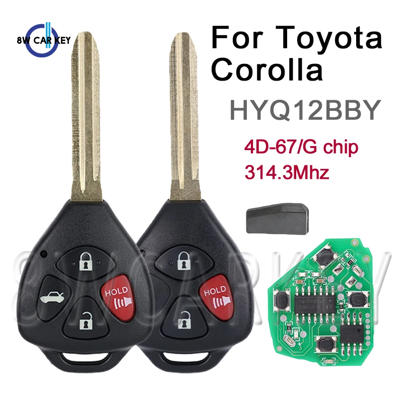 

8 Вт 314,4 МГц лезвие TOY43 ID4D67G для Toyota Camry Avalon Corolla Matrix RAV4 Yaris Venza tC/xA/xB/xC чип автомобильный дистанционный ключ HYQ12BBY