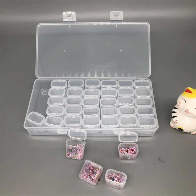 

35grid Transparent Plastic Storage Box Multi-Grid Jewelry Nail Diy Storage Decoration Diamond Painting Independent Storage Box