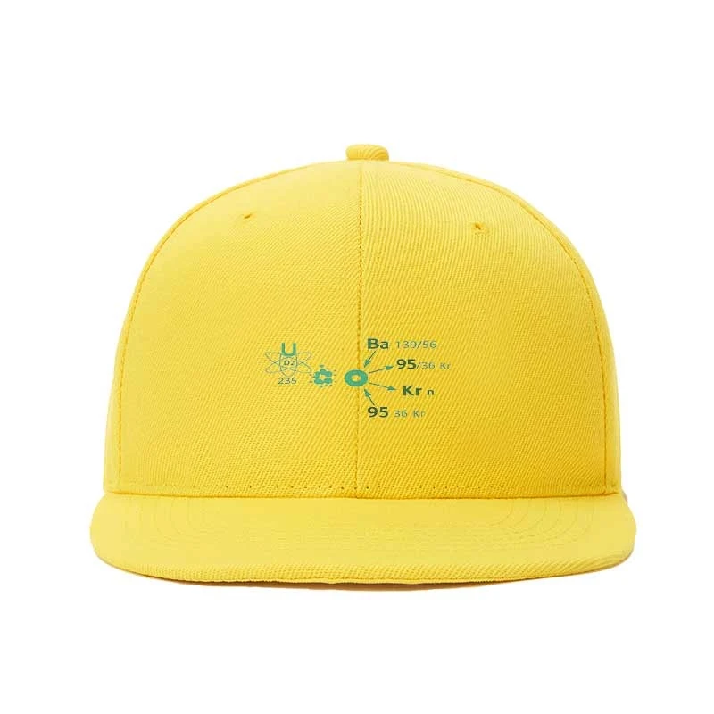 Men Women Unisex Flat Brim Snapback Cap Uranium Fission Nuclear Chemistry Formula Graphic Hat Minimal Adjustable Breathable