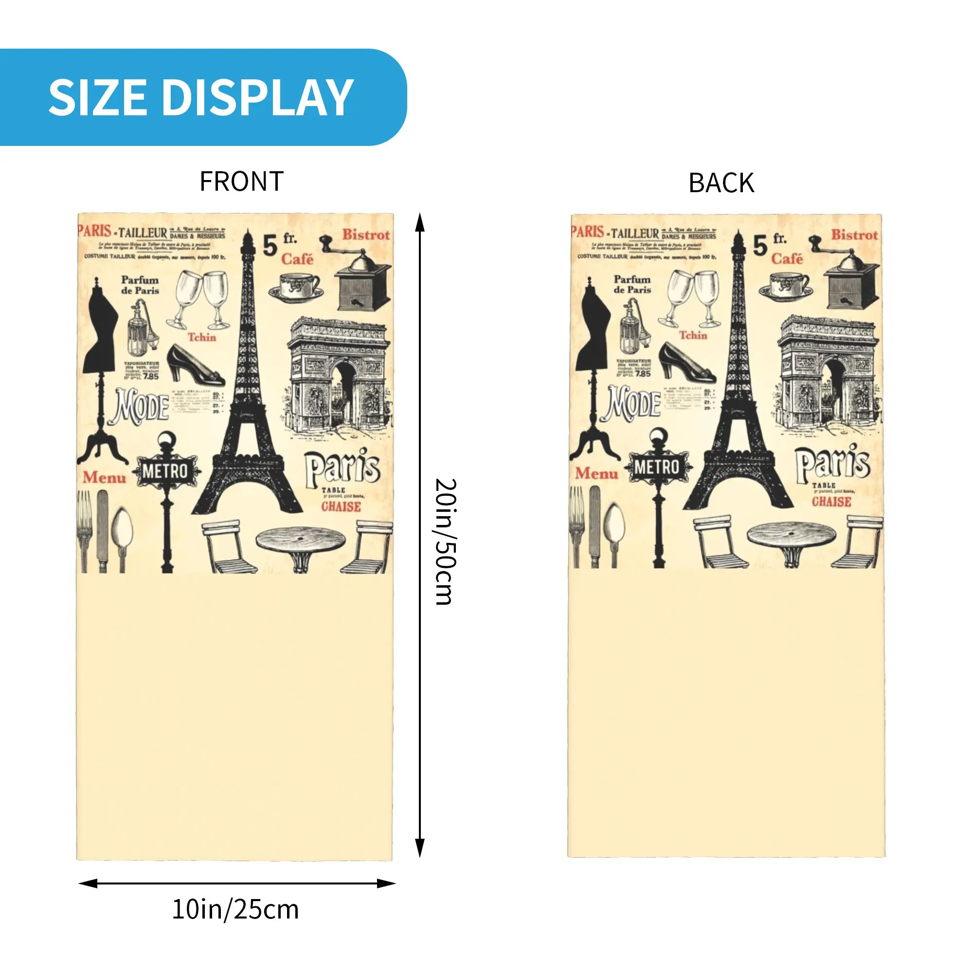 Custom Vintage Paris Eiffel Tower Bandana Winter Neck Warmer Men Windproof Wrap Face Scarf for Ski Romantic France Landscape
