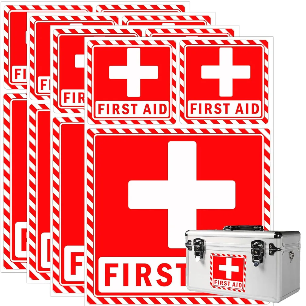 

First Aid Kit Sign Sticker Self Adhesive Emergency Safety First Sign Labels 15pcs First Aid Kit Inside Sticker for Emergency Box