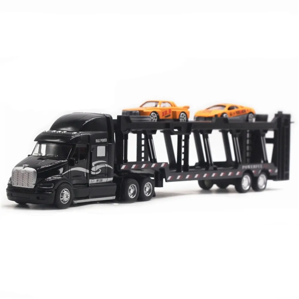 

1:48 Scale Car Transport Truck Toy Lighting and Music Simulation Truck Container Model Alloy Metal Big Size Kids Truck Toy