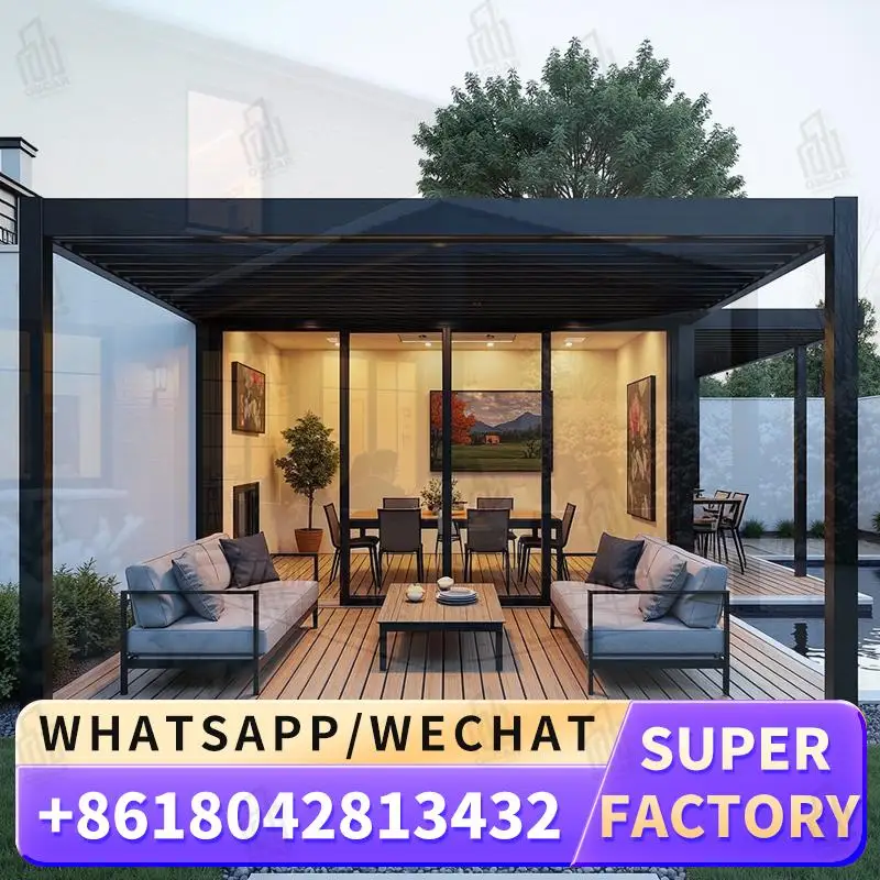 

Aluminum Louvre Roof Outdoor Pergola for Patio Garden Backyard Shade Shelter pergola