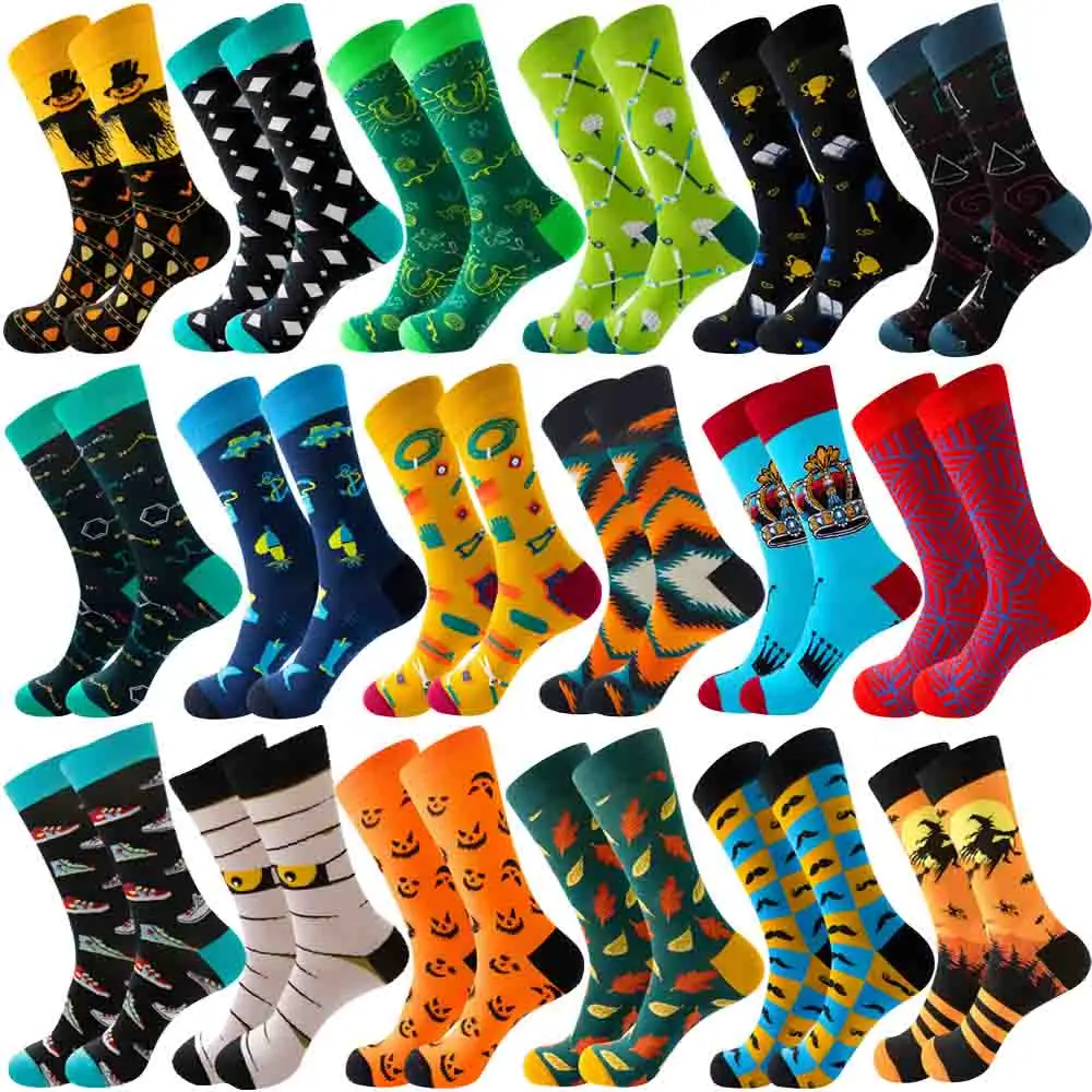 New Funny Man Socks Hip Hop crew Harajuku Happy Crazy cartoon Cotton Socks Animal Sports Bike Happy Casual Women Socks 2022