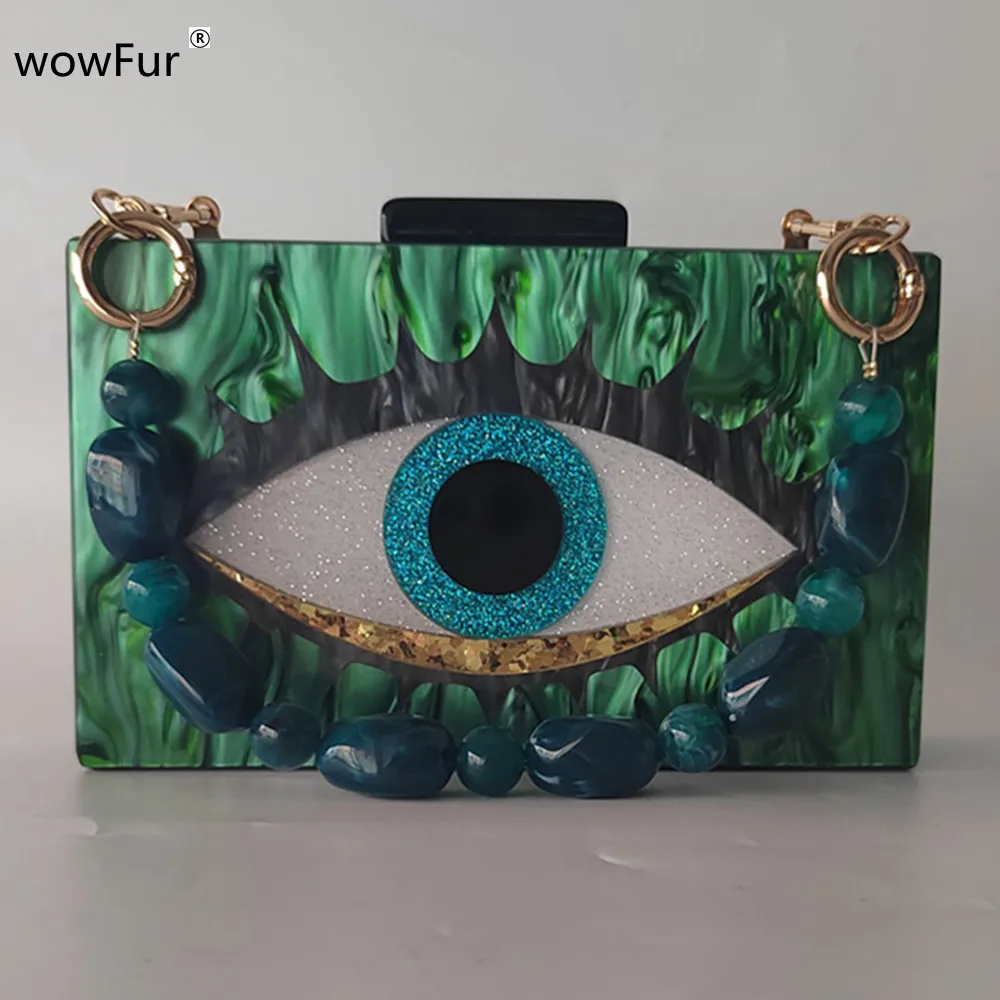 Pearl Green Evil Eye Shoulder Mini Summer Trendy Wallets Women Evening Bag Clutch Wedding Party Prom Handbags Chic Boxes Purse