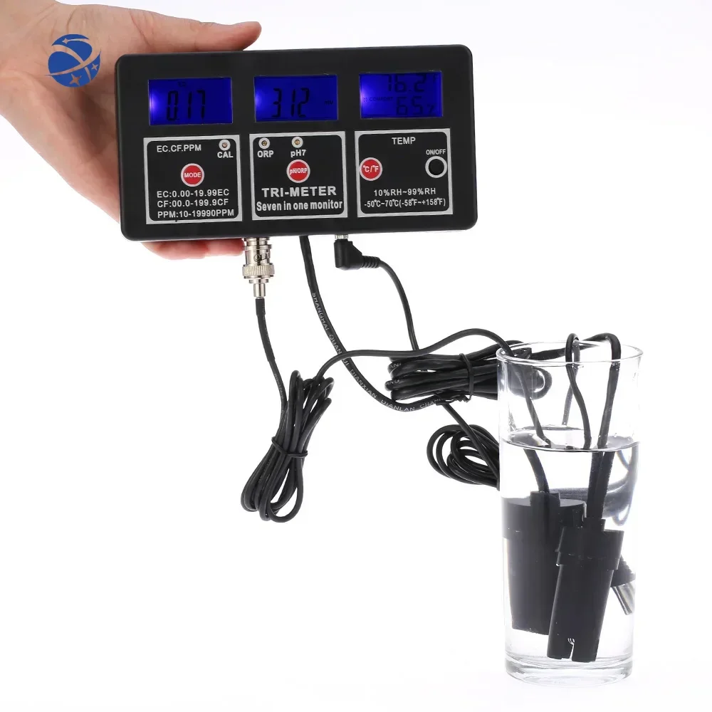 Medidor de ph digital multiparámetro profesional 7 en 1 para prueba de agua ORP / pH / RH / EC / CF / TDS (PPM) / TEMPTester