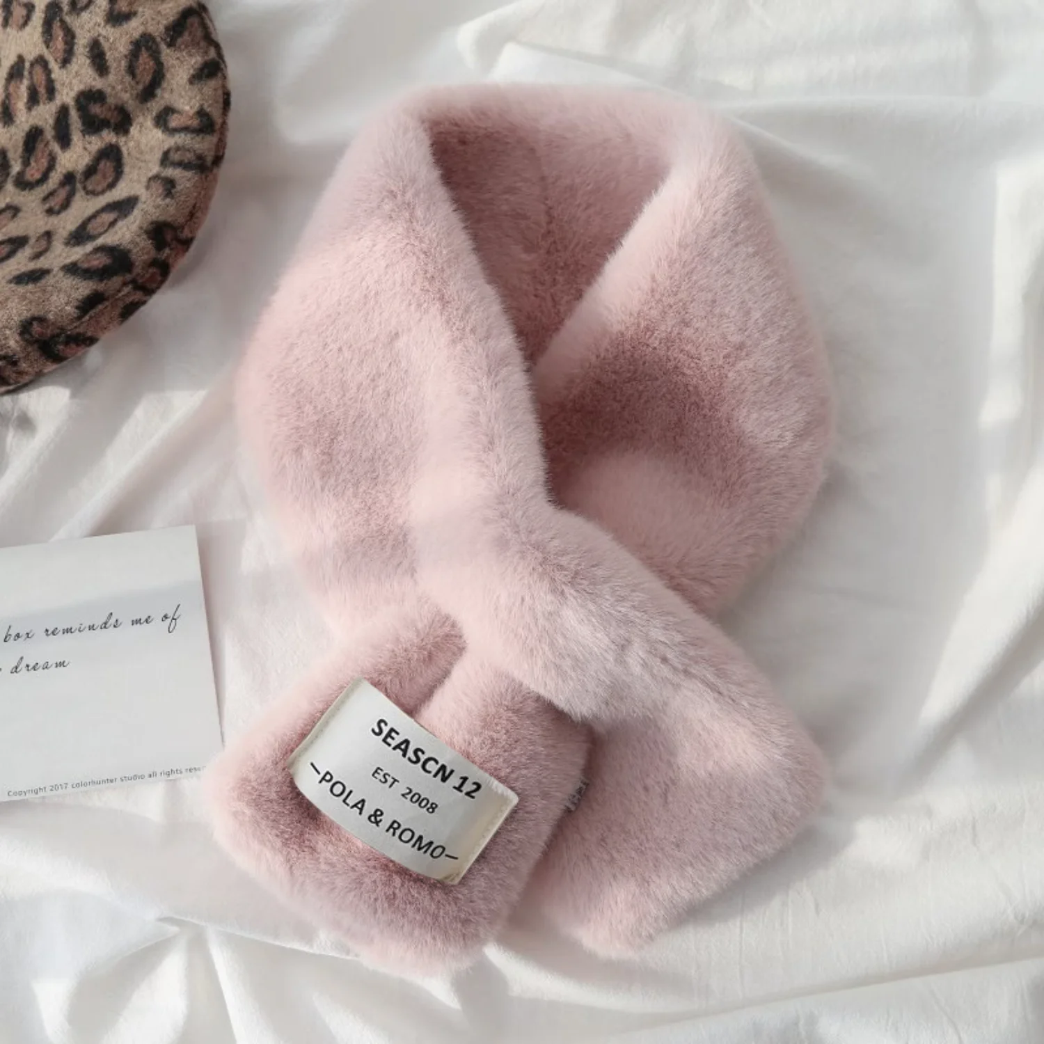 

Шарф из искусственного кроличьего меха для женщин, зимний плюшевый теплый пушистый шарф в корейском стиле, толстый воротник, теплый модный подарок