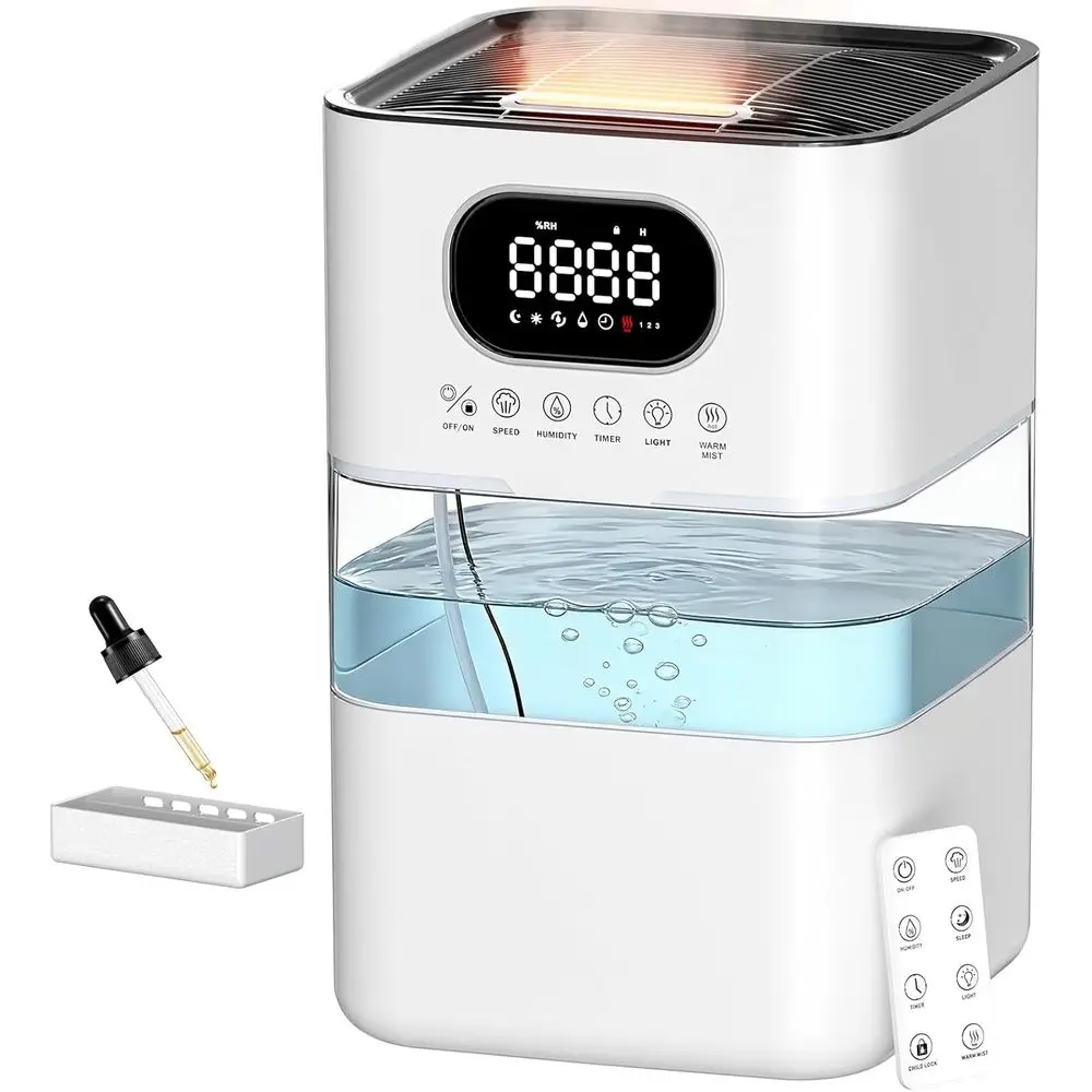 

Large Room Cool Warm Mist Air Humidifier, 8.5L Capacity, 65H Runtime, 550ft² Coverage, Quiet Operation, Easy Clean, Ideal for Pl