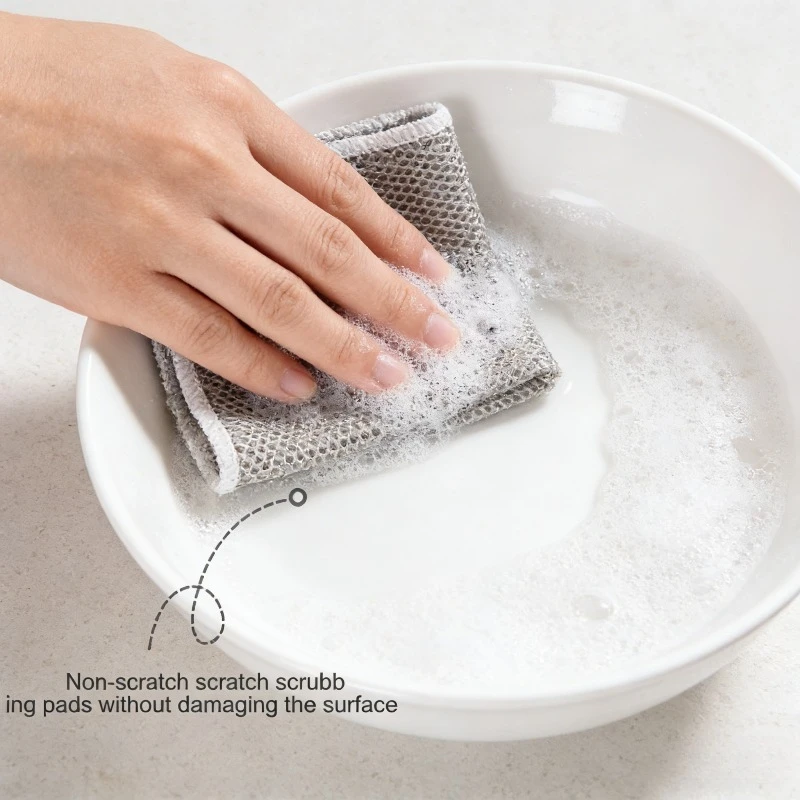 1/3/10Pcs Magic Dishcloth Silver Wire Cleaning Kitchen Cloth Thickened Microfiber Wash Towel Built-in Sponge Steel Wire Ball Rag