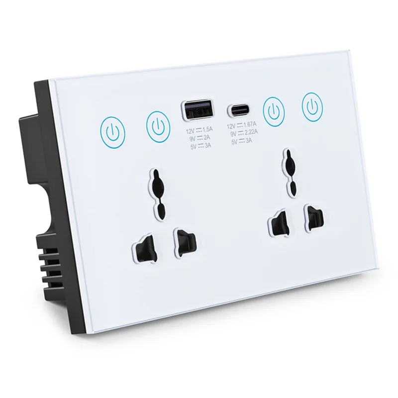 A08F-EU UK US Universal Plug Tuya Smart Socket Switch With USB And Type-C Port Outlet Smart Life