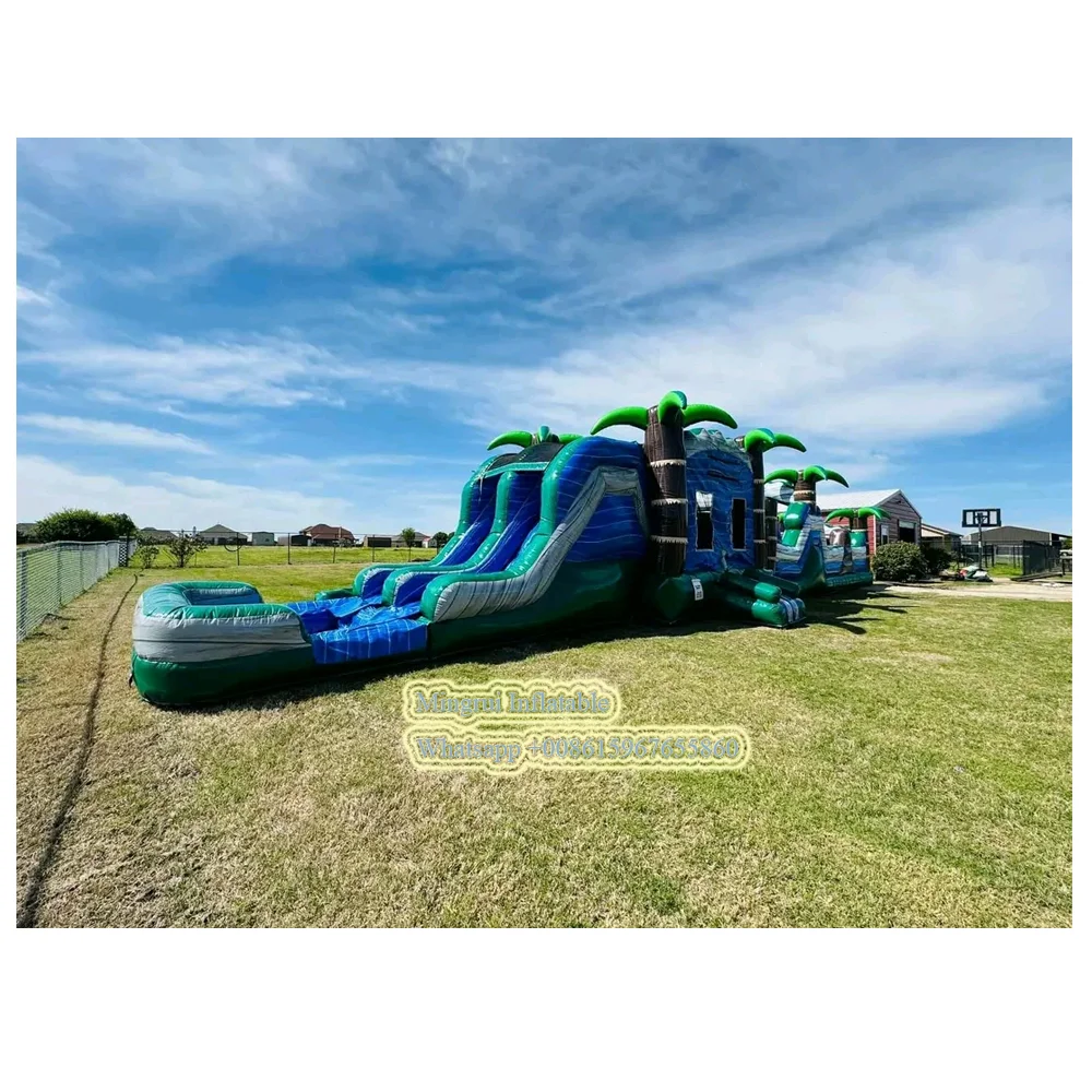 New arrival Good Quality Inflatable Coconut Tree Water Slide With Pool For Kids