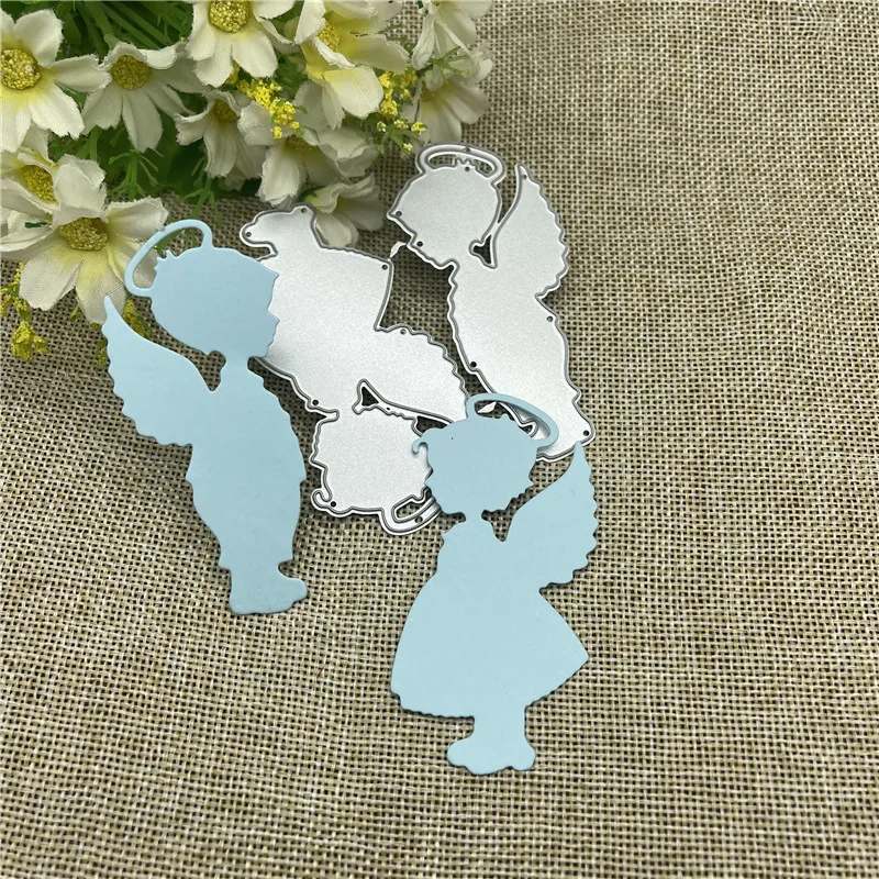 Boy and girl angels Metal cutting dies  mold Round hole label tag Scrapbook paper craft knife mould blade punch stencils dies