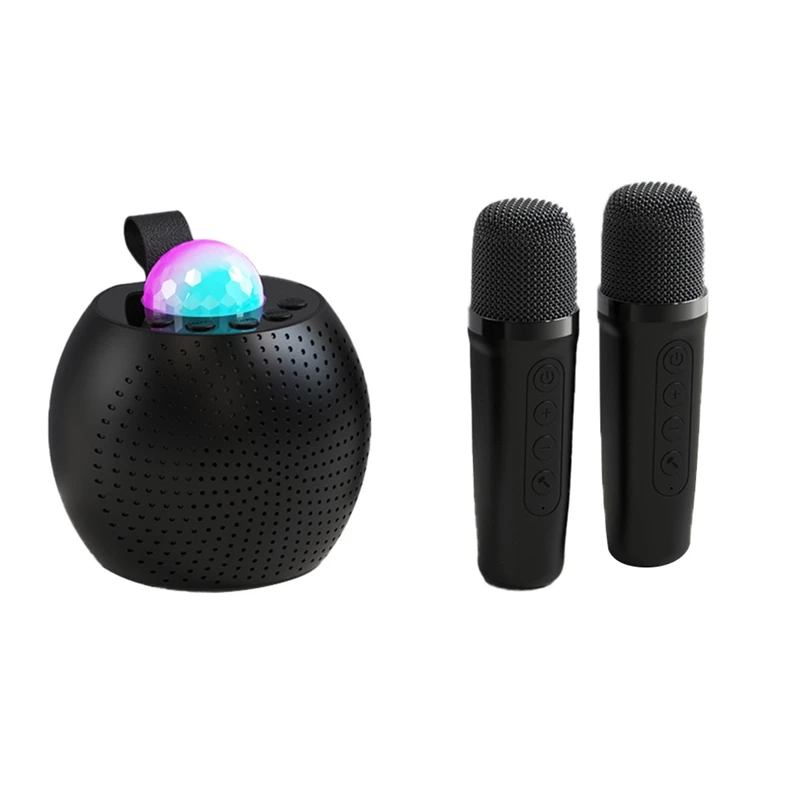 Wireless Microphone Bluetooth Speaker With 2 Wireless Microphones LED Lights For Birthday Parties