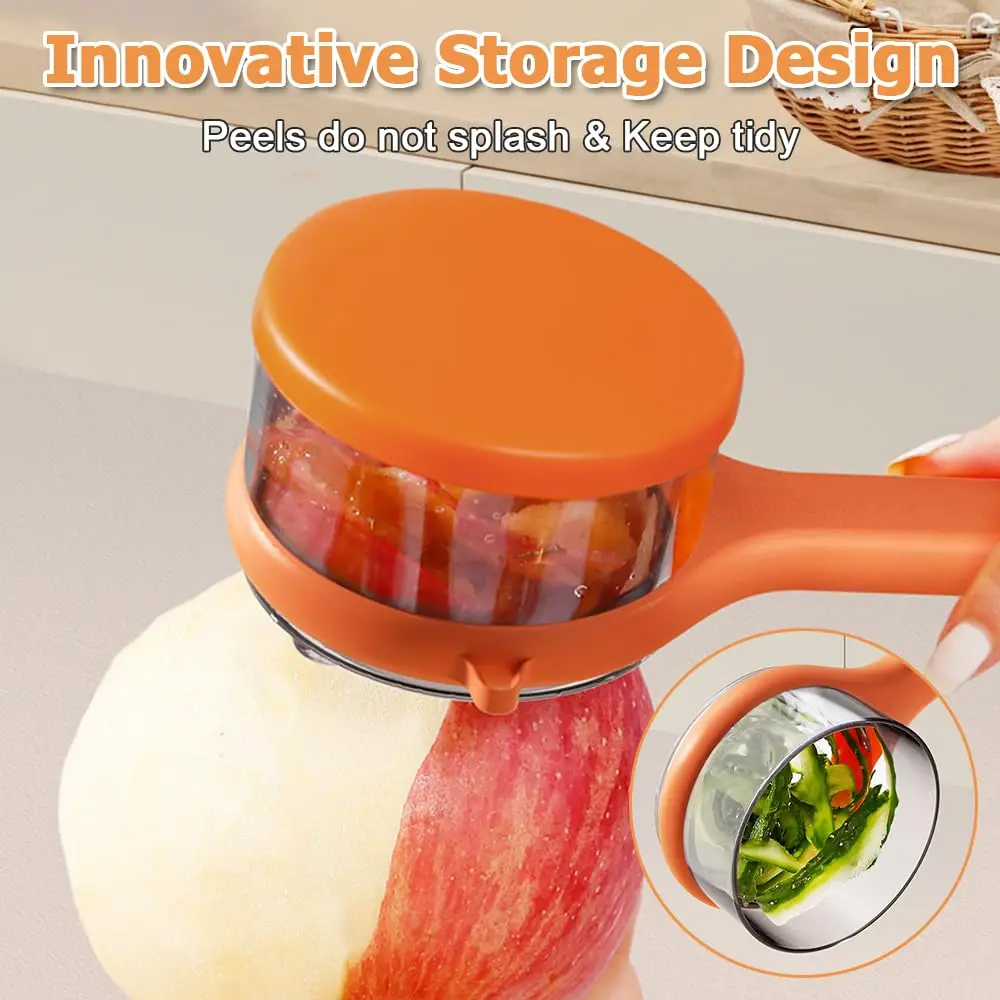 Peeling Knife with Storage Box, Double Sided Vegetable Fruit Peeler Stainless Steel Blade Peeler for Fruits Vegetables