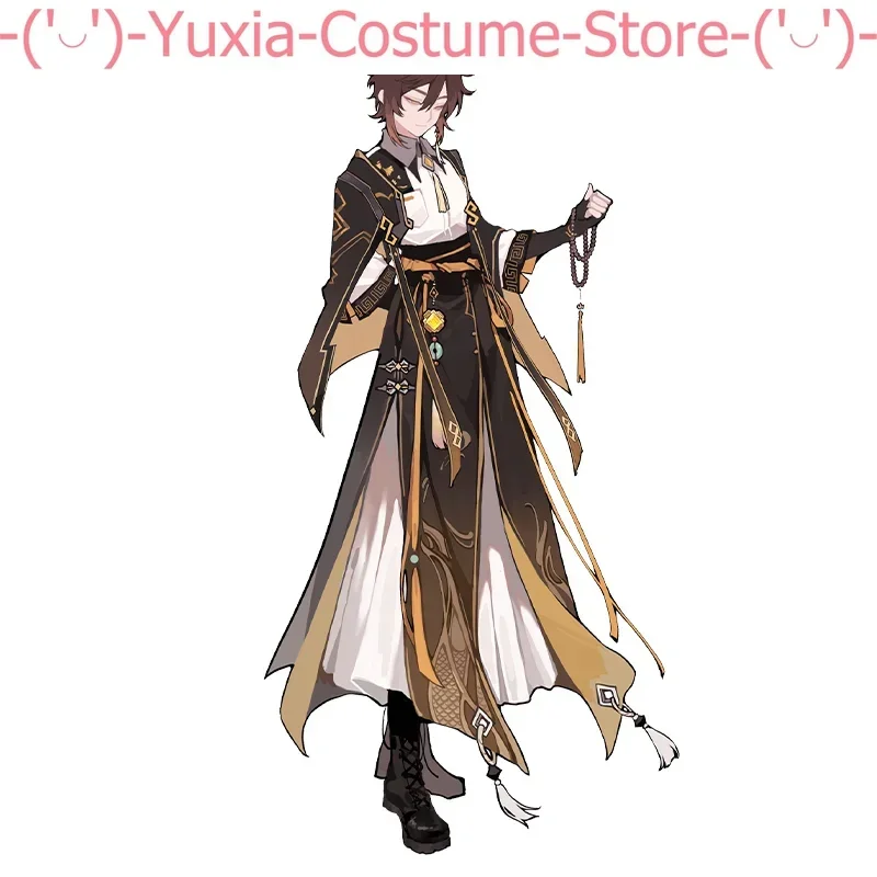 Genshin Impact Zhongli traje de juego para hombres, hermoso uniforme guapo, disfraz de Cosplay, traje de juego de rol para fiesta de Halloween