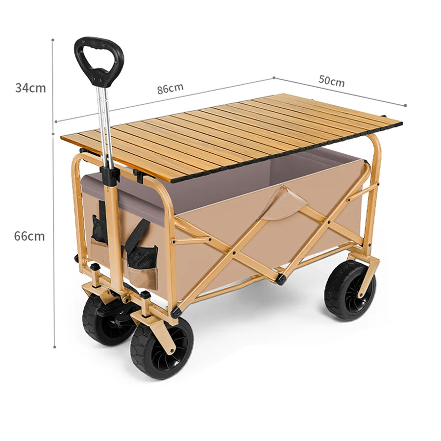 Foldable Portable Beach Wagon Cart With Table Board OEM Cusiomizable Large Capacity High Quality All-Terrain Folding Wagon Cart