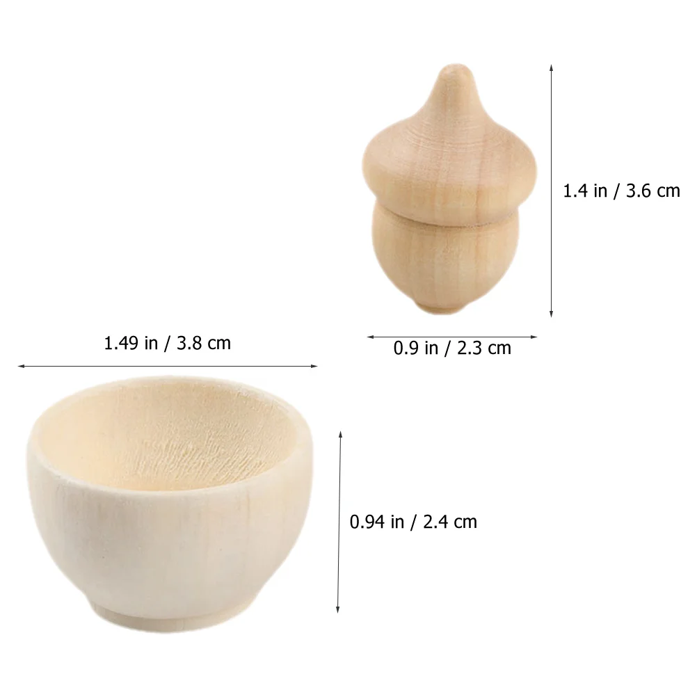 10 مجموعات من الأطباق الخشبية Acorns DIY لوازم الرسم للأطفال التعليمية الحرفية ديكور لم تنته الملحقات الخشبية لوازم خشبية ذاتية الصنع