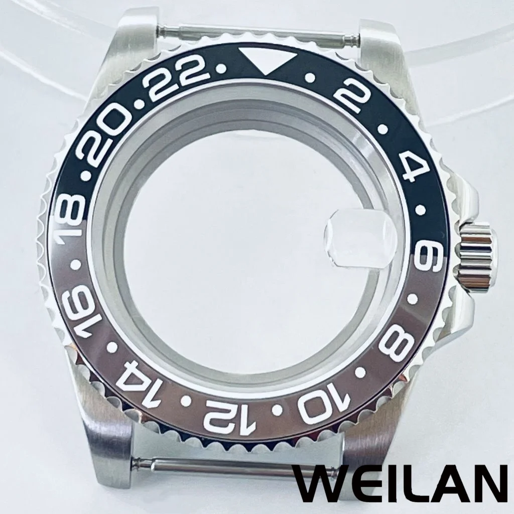 40mm Fit NH34 NH35 NH36 NH38 NH39 NH70 ETA2824 PT5000 Movement Silver Watch GMT Case Ceramic Bezel Sapphire