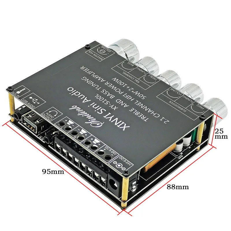 Board for 2.1CH Subwoofer Amp, Bluetooth5.0 AUX U-Disk Audio Amplifier
