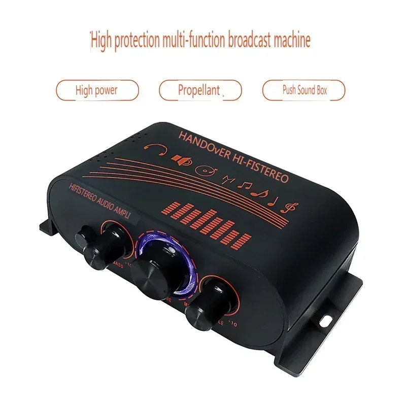 Ak170 mini amplificador de áudio entrada rca amplificador de áudio estéreo de alta fidelidade 20w * 2 alto-falante amp canal duplo com anel de luz led carro uso doméstico