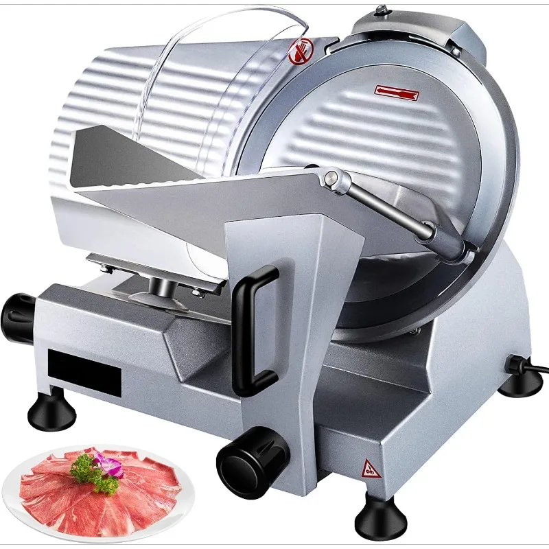 Commercial Meat Slicer,12 inch Electric Meat Slicer Semi-Auto 420W Premium Carbon Steel Blade Adjustable Thickness,