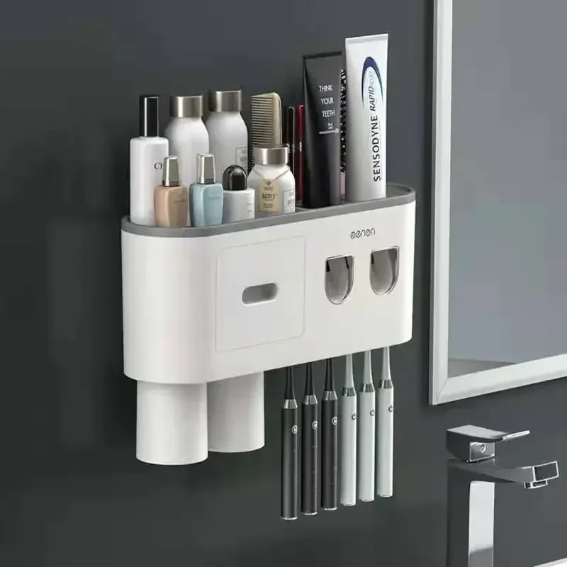 Bathroom Accessories Toothbrush Holder Wall For Automatic Distribution Of Toothpaste And Toiletries Shelves Toothbrush Holder