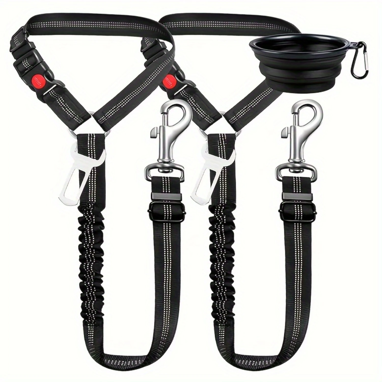 

3pcs/set Dog Car Seat Belt Set, Adjustable Pet Seat Belt For Vehicle Headrest, Heavy Duty, Elastic & Durable Dog Car Seat Belt
