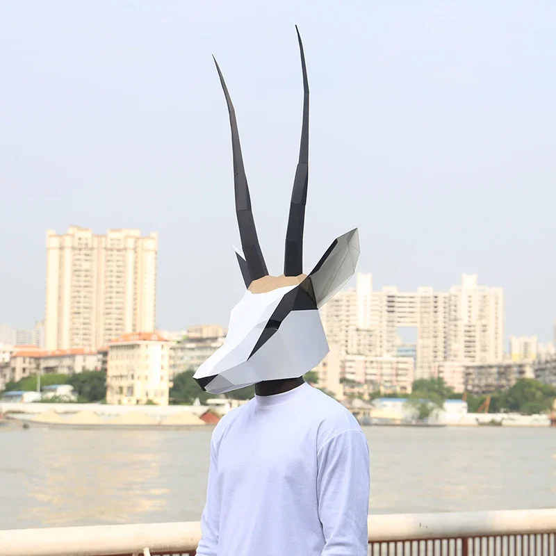 Pre-Cut Goat Tibetan Antelope Adult Mask, Paper Model,3D Papercraft Art, Origami Costume Party Cosplay,Handmade DIY, RTY107 image 3