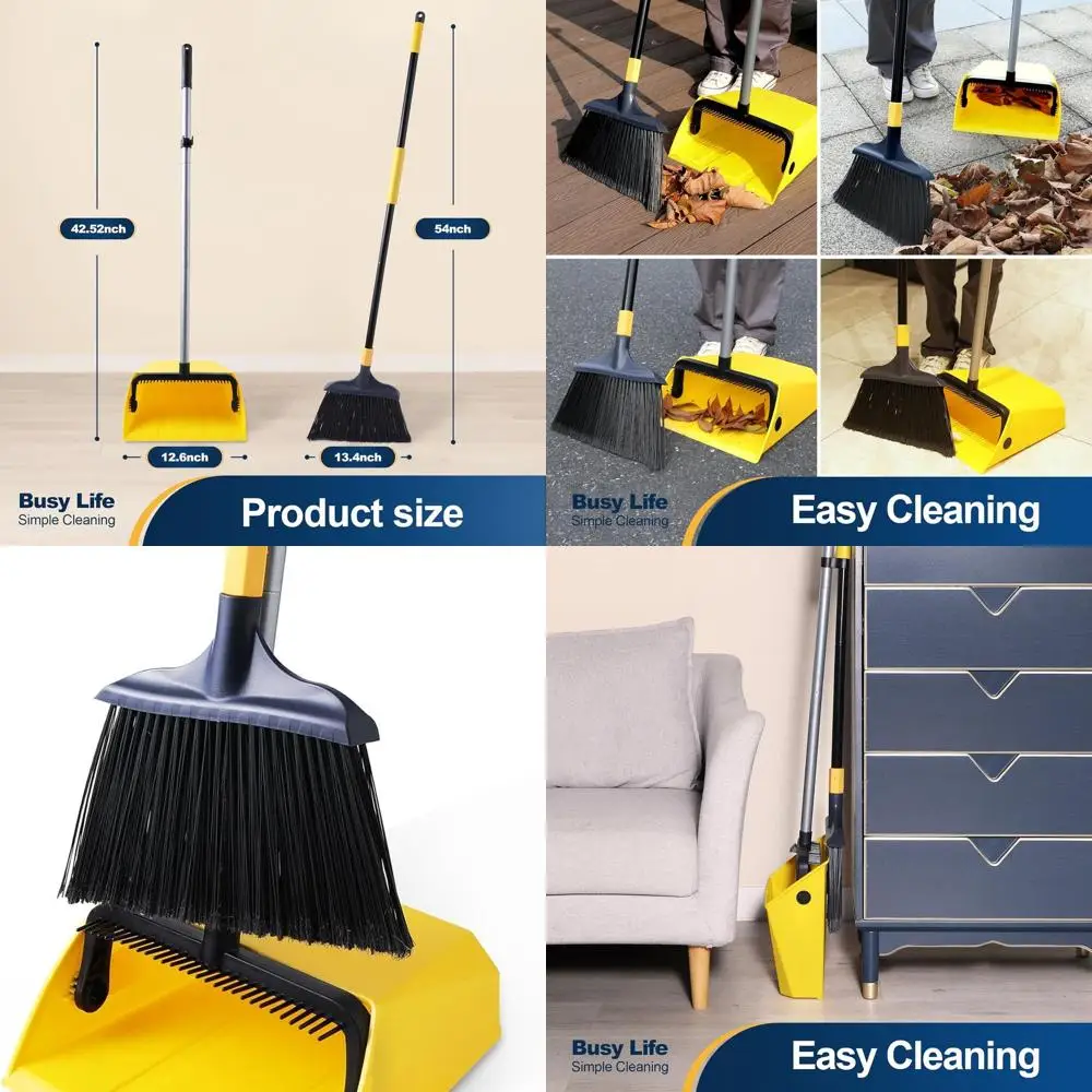 

Versatile Broom & Dustpan Set for Indoor & Outdoor Use: Ideal for Home, Office, Pet Hair, and More