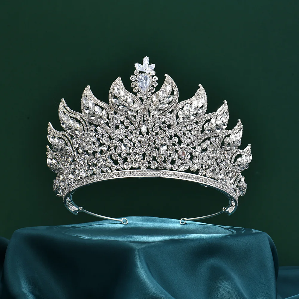 Zircon Crown Bride Wedding Headdress Baroque White Crown Hairband Wedding Hair Jewelry Accessories